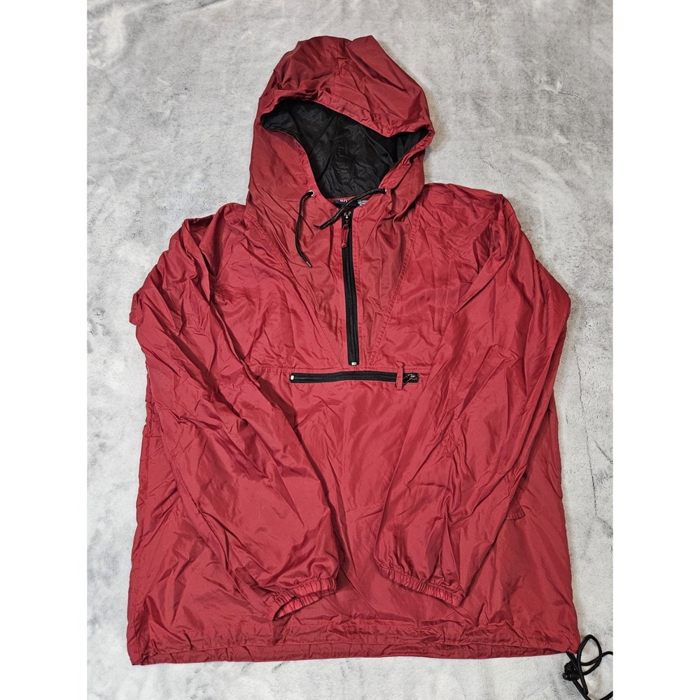 Vintage 90s GAP Anorak Jacket Men's (M) Red Nylon Hooded Pullover Russia